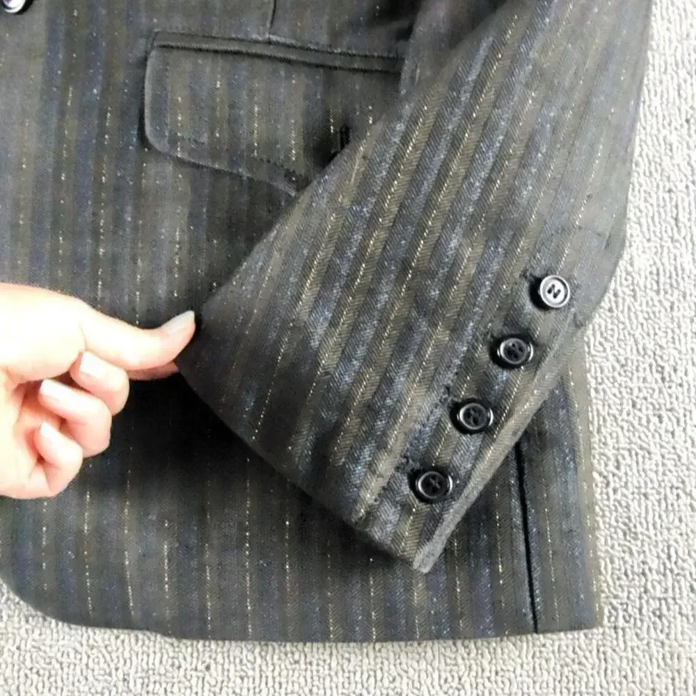 Diesel Blazer Mens L Gray Blue Gold Cotton Metal Sport Coat Jacket Italy HTF